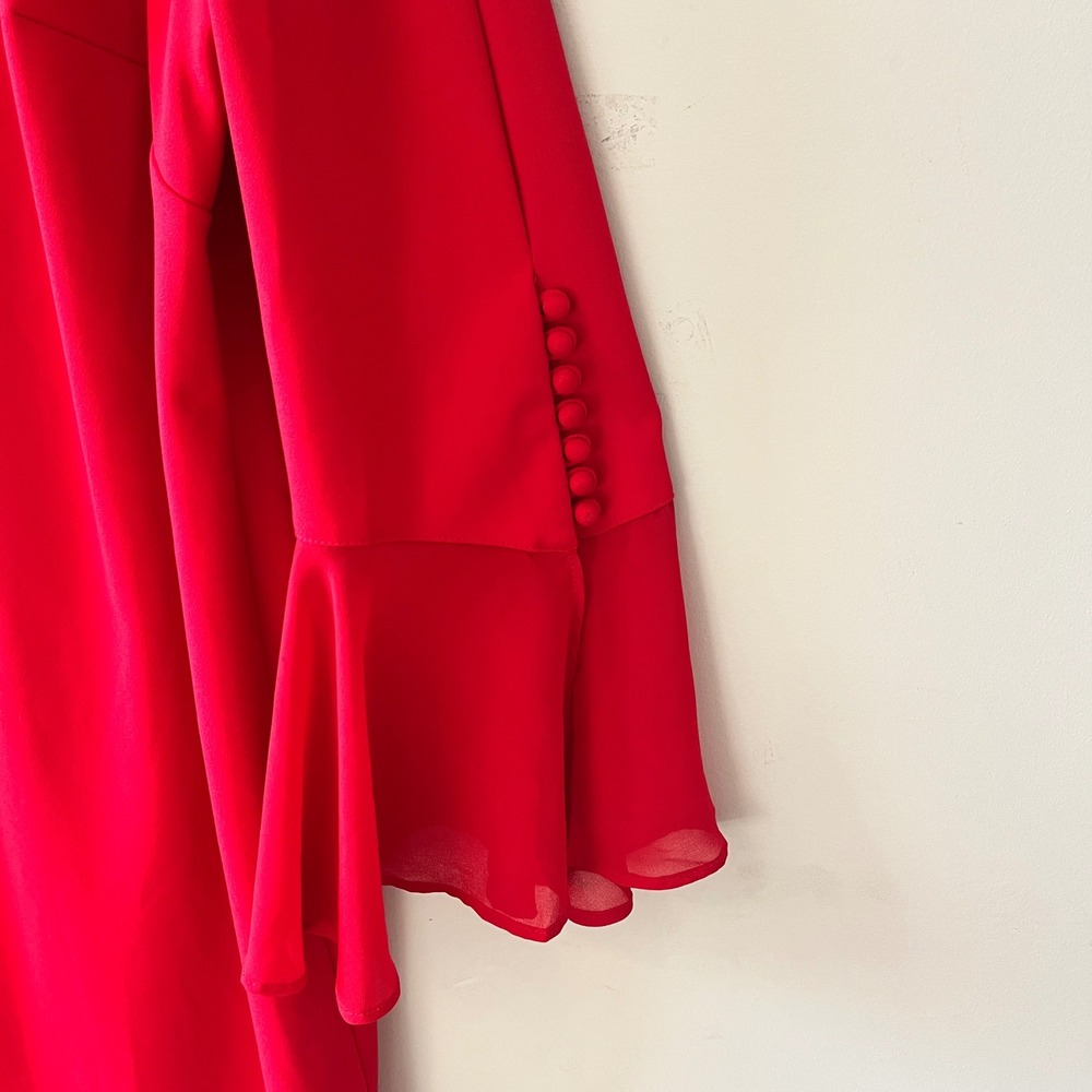 Calvin Klein Bell Sleeve Sheath Dress Red 22W Decorative Button Cuffs - Picture 2 of 11